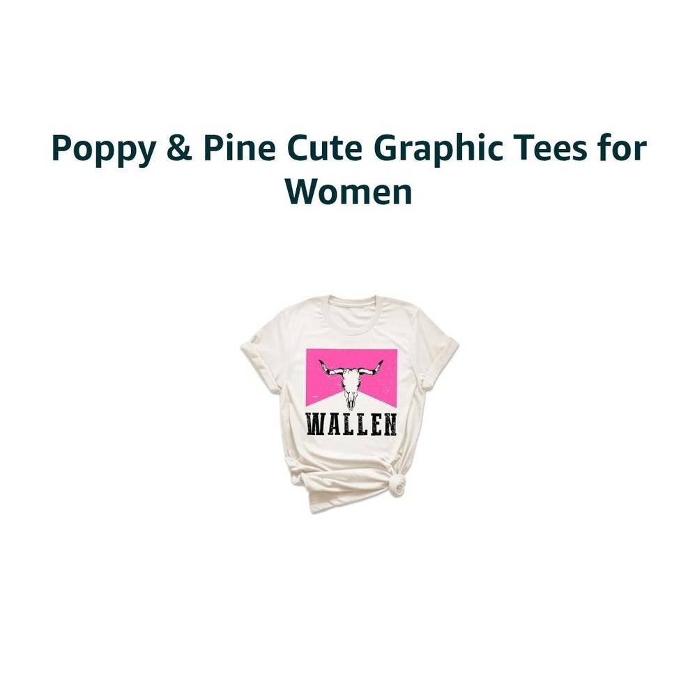 Poppy & Pine Women's Wallen Western Graphic T-Shirt Small Cream Pink New